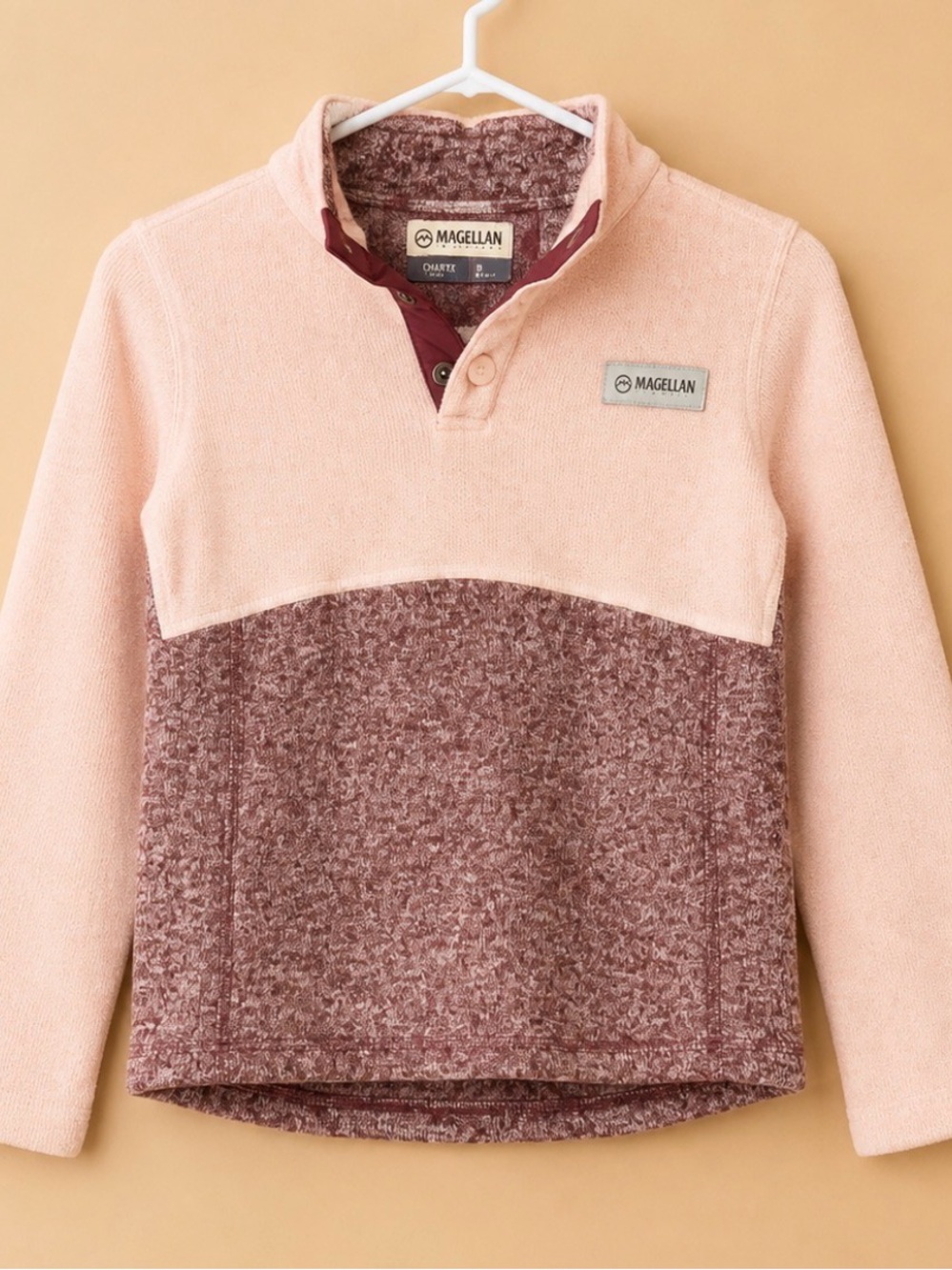 Magellan Outdoors Two-Tone Pink and Mauve Cowl Pullover